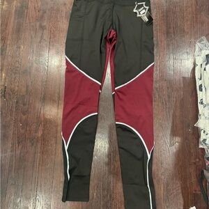 Black and Red High Waist Leggings with Stretchy Material